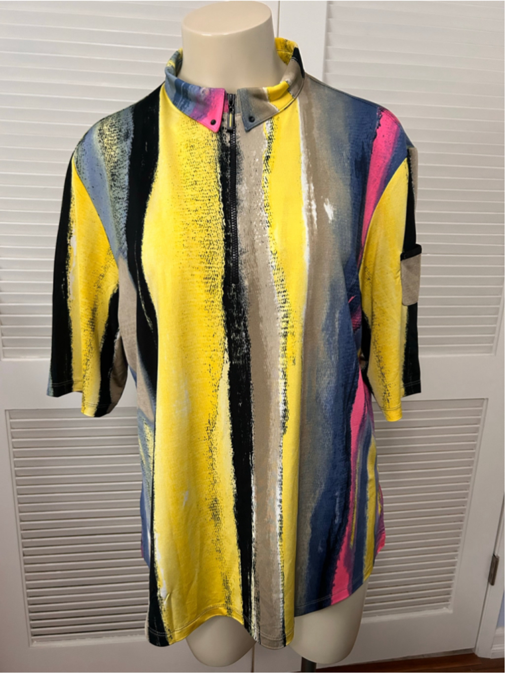 Jamie Sadock Abstract Print Quarter Zip Golf Polo XL